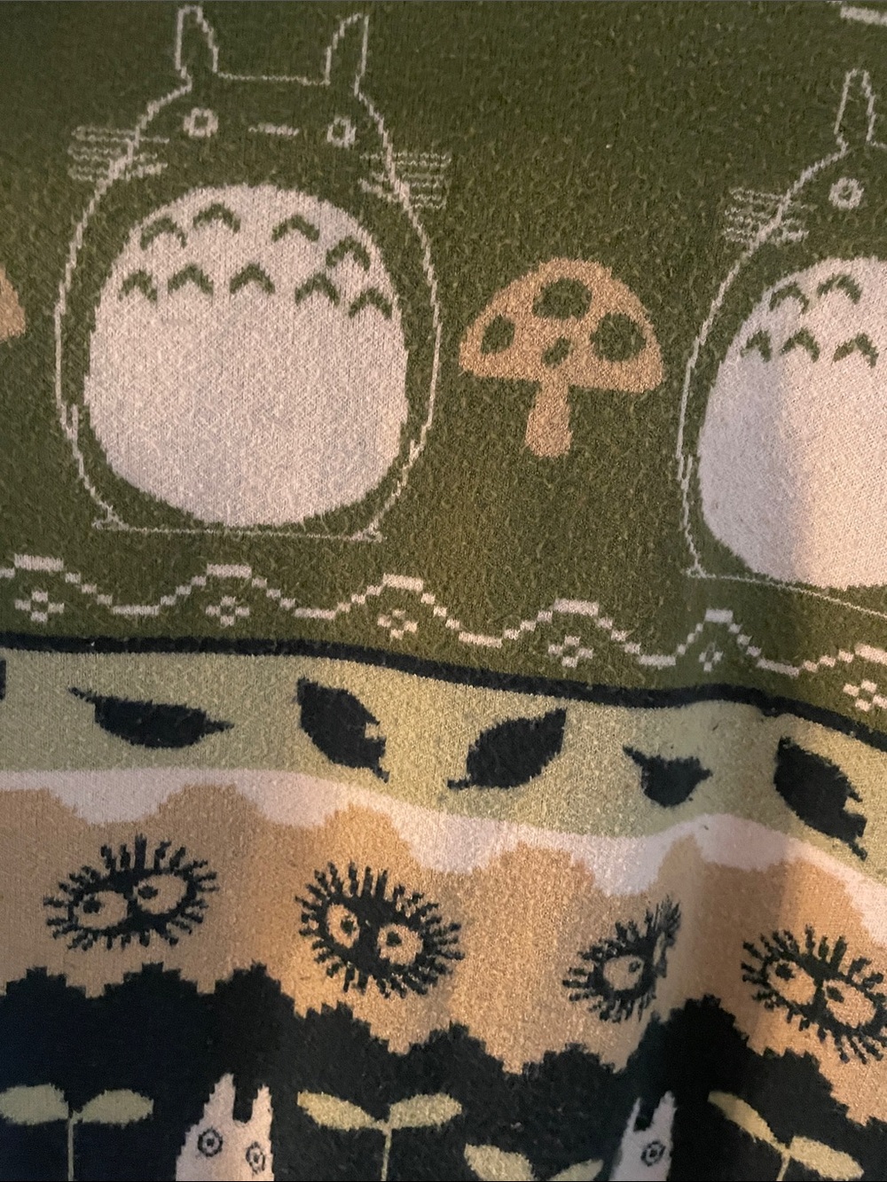Studio Ghibli Totoro Knit Sweater in Olive & Black - Picture 3 of 4